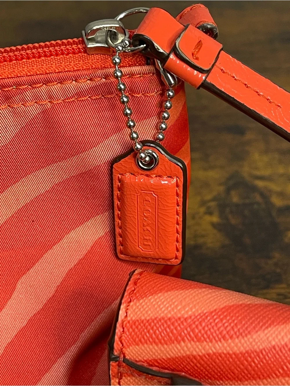 COACH Nylon Travel Bag And Wallet Zebra Print Orange Coral Lot